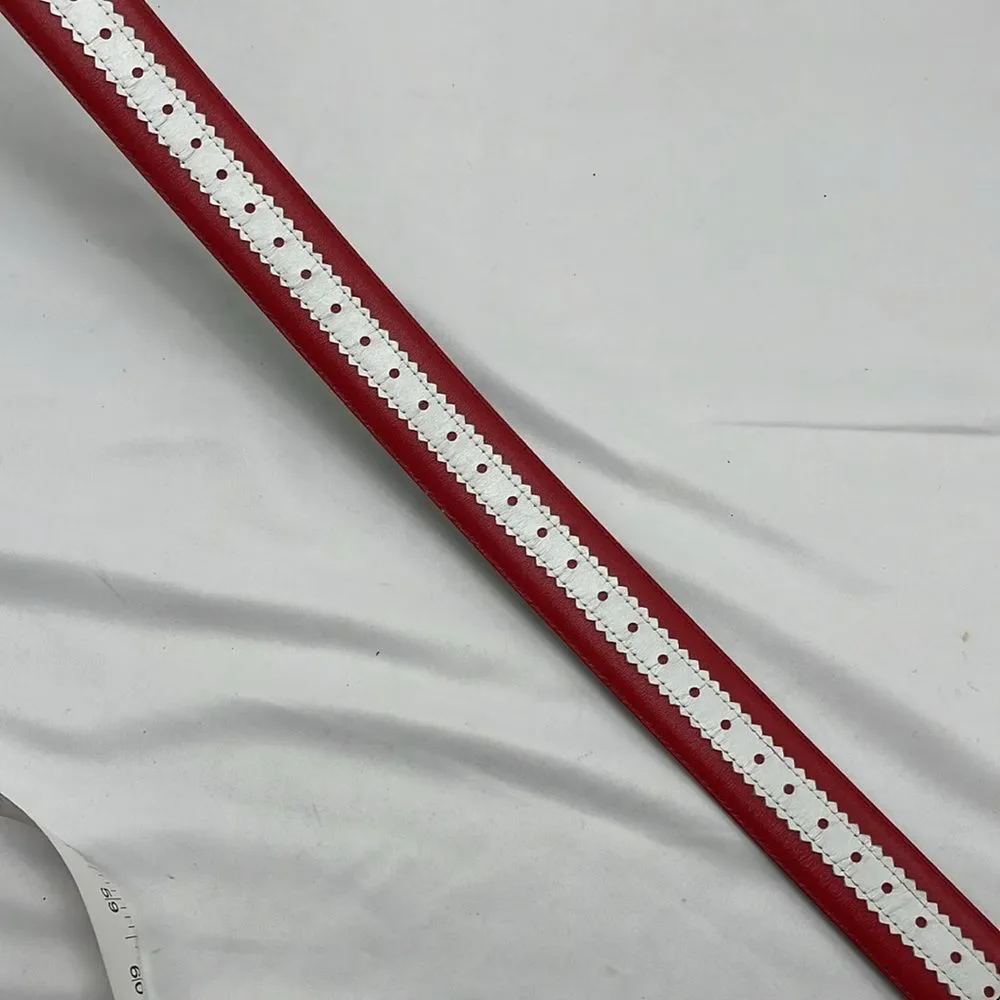 Red and White Leather ECHO Belt